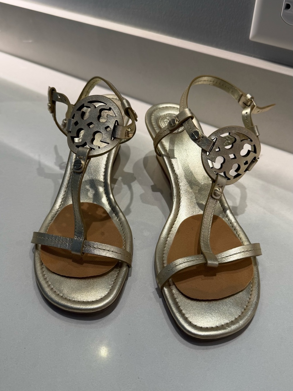 Tory Burch Spark Gold Wedge Sandal - Picture 3 of 7
